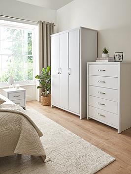 Very Home Ely 3 Piece Package - 3 Door Wardrobe, 5 Drawer Chest And 2 Drawer Bedside Chest