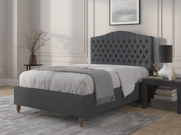 British Bed Company Alice Double Plush Velvet Charcoal Fabric Bed | Bed Sava