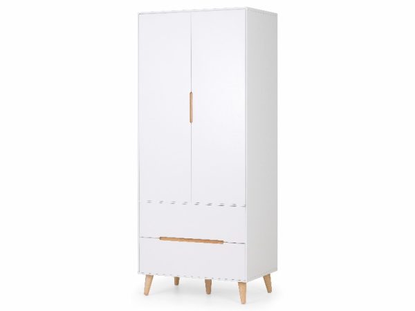 Julian Bowen Alicia 2 Door Wardrobe Oak and White Wardrobe | Bed Sava