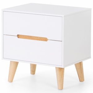Julian Bowen Alicia 2 Drawer Bedside Oak and White Bedside Chest | Bed Sava