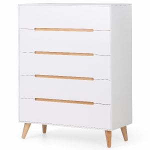 Julian Bowen Alicia 5 Drawer Chest Oak and White Drawer Chest | Bed Sava
