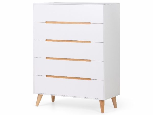Julian Bowen Alicia 5 Drawer Chest Oak and White Drawer Chest | Bed Sava