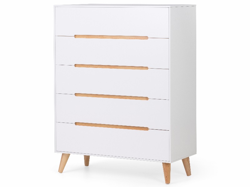 Julian Bowen Alicia 5 Drawer Chest Oak and White Drawer Chest