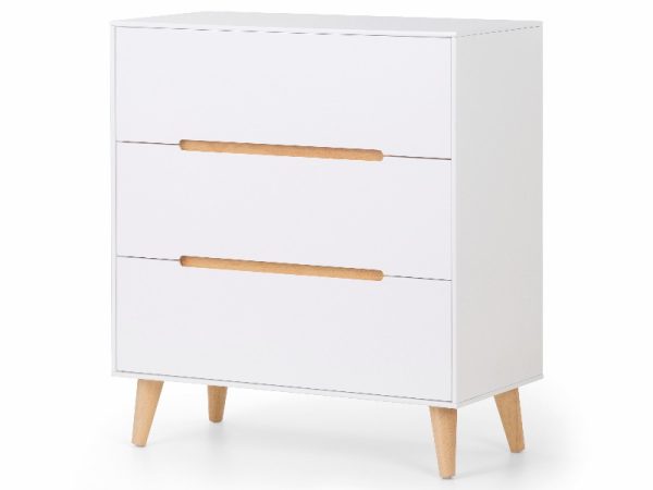 Julian Bowen Alicia 3 Drawer Chest Oak and White Drawer Chest | Bed Sava