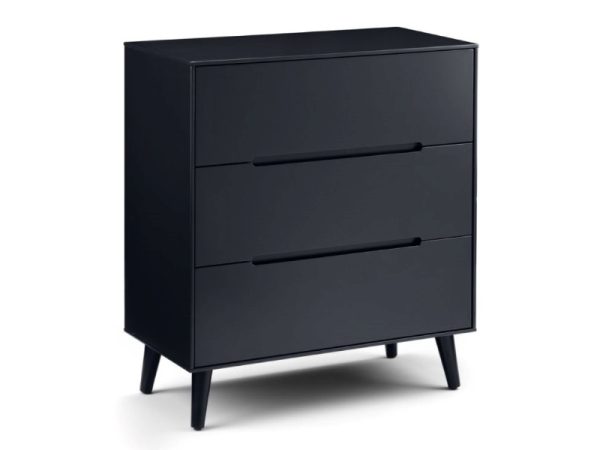 Julian Bowen Alicia 3 Drawer Chest Anthracite Drawer Chest | Bed Sava