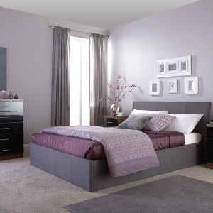 GFW Ascot Ottoman Double Grey Fabric Ottoman Bed Ottoman Bed | Bed Sava