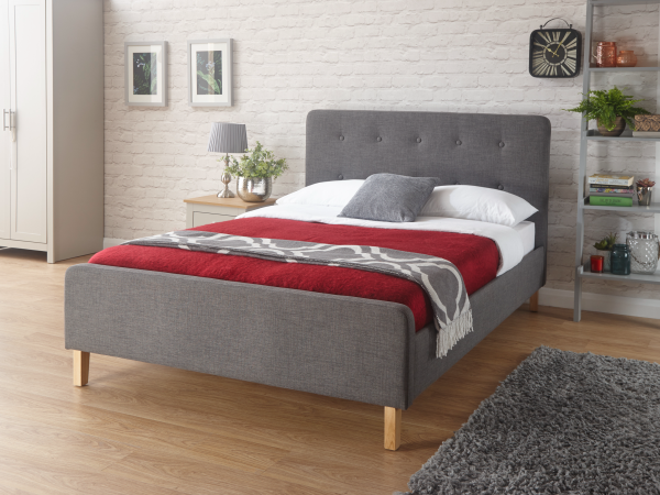 GFW Ashbourne Dark Grey King Size Grey Fabric Fabric Bed | Bed Sava