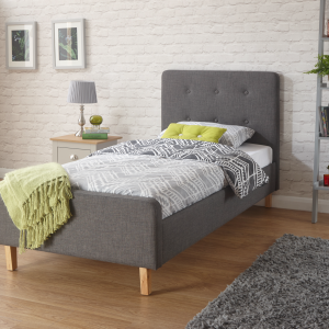 GFW Ashbourne Dark Grey Single Grey Fabric Fabric Bed | Bed Sava