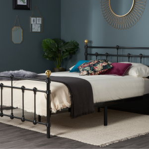 Birlea Atlas Black Double Black Metal Bed | Bed Sava