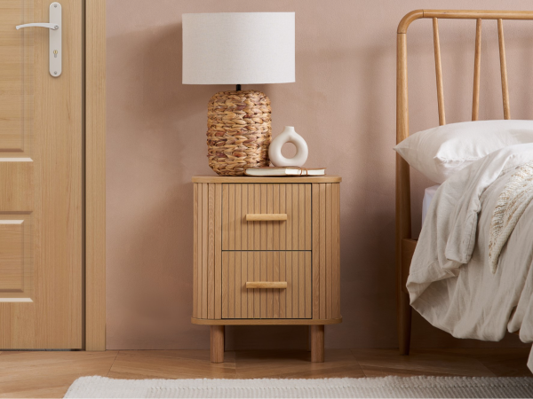 Birlea Axel 2 Drawer Bedside Oak Bedside Chest | Bed Sava