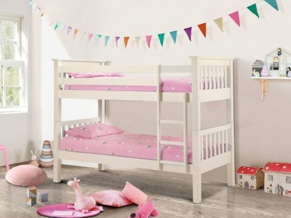 Julian Bowen Barcelona Bunk Bed Single Stone White Bunk Bed | Bed Sava