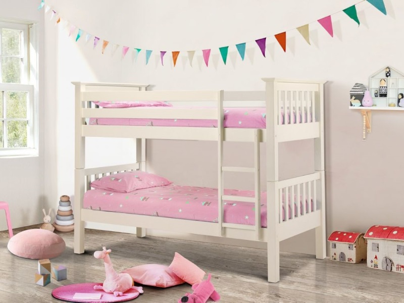 Julian Bowen Barcelona Bunk Bed Single Stone White Bunk Bed | Bed Sava