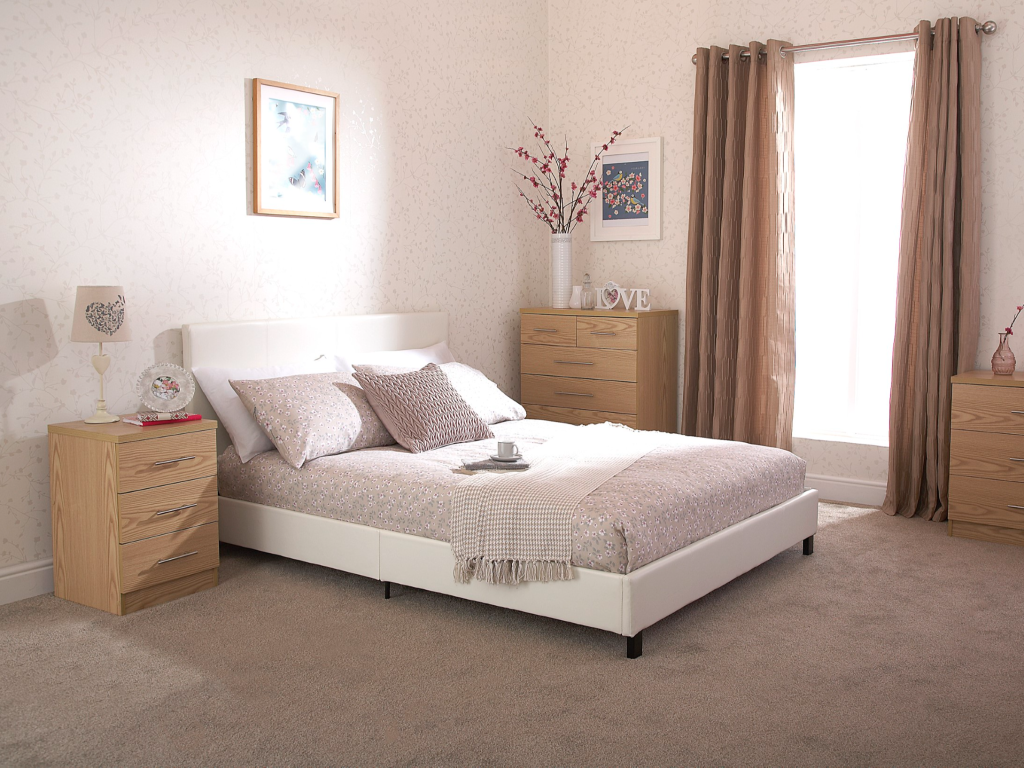 GFW Bed in a Box Small Double White Faux Leather Bed