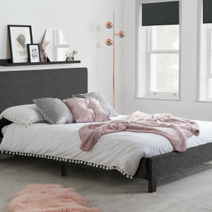 Birlea Berlin Black Crushed Velvet King Size Black Crushed Velvet Fabric Bed | Bed Sava