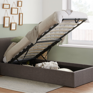 Birlea Berlin Fabric Ottoman Single Fabric Grey Ottoman Bed | Bed Sava