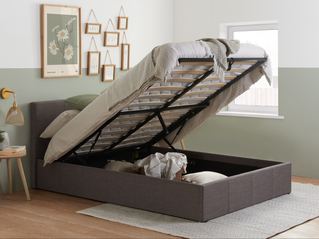 Birlea Berlin Fabric Ottoman King Size Fabric Grey Ottoman Bed
