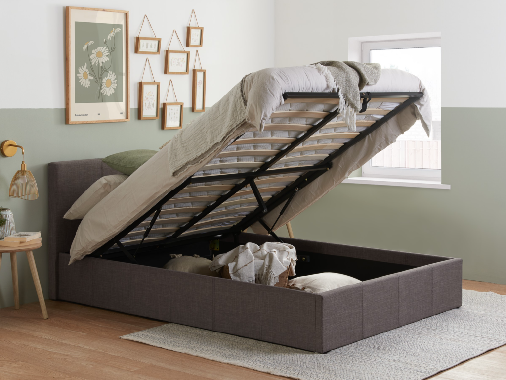 Birlea Berlin Fabric Ottoman Double Fabric Grey Ottoman Bed