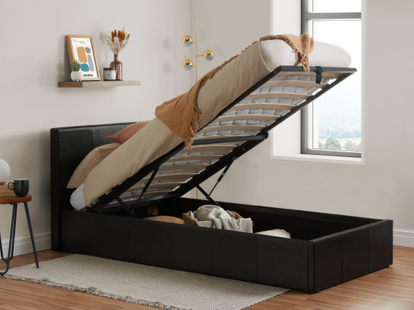 Birlea Berlin Ottoman Faux Leather Single Brown Ottoman Bed | Bed Sava