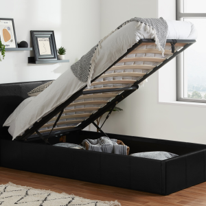 Birlea Berlin Ottoman Faux Leather Single Black Ottoman Bed | Bed Sava