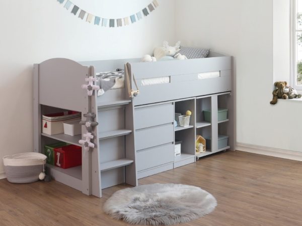 Flintshire Furniture Billie Mid Sleeper Single Grey Mid Sleeper | Bed Sava