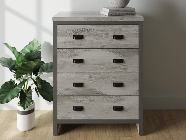 GFW Boston 4 Drawer Chest Distressed Grey Drawer Chest | Bed Sava
