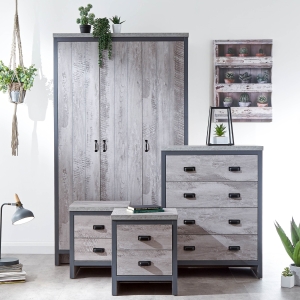 GFW Boston 4 Piece Bedroom Set Distressed Grey Bedroom Set | Bed Sava