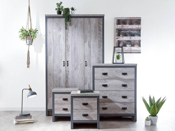 GFW Boston 4 Piece Bedroom Set Distressed Grey Bedroom Set | Bed Sava