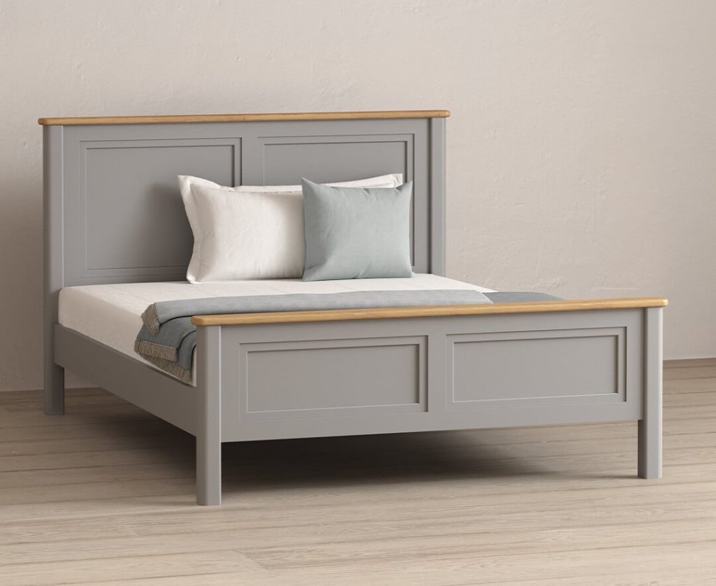 Felton Oak and Light Grey Painted Kingsize Bed