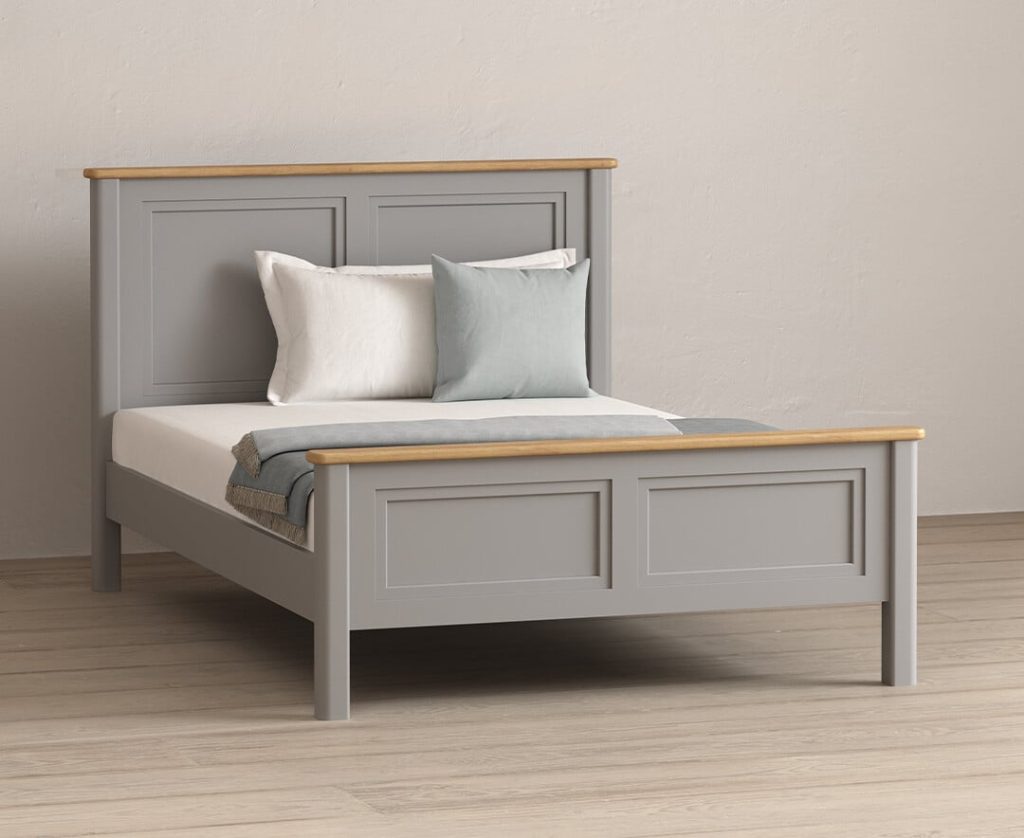 Felton Oak and Light Grey Painted Double Bed