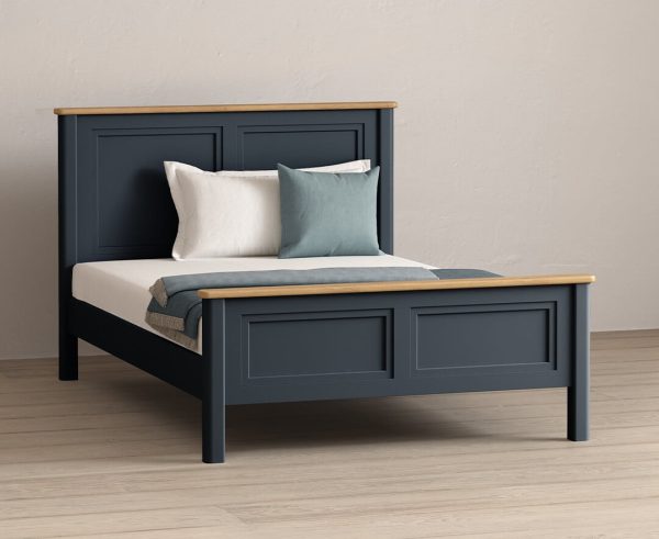 Bridstow Oak and Blue Painted Double Bed | Bed Sava