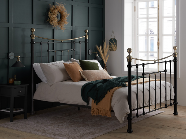 Birlea Bronte King Size Black and Antique Brass Metal Bed | Bed Sava