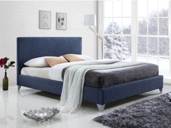 Time Living Brooklyn King Size Blue Fabric Bed | Bed Sava