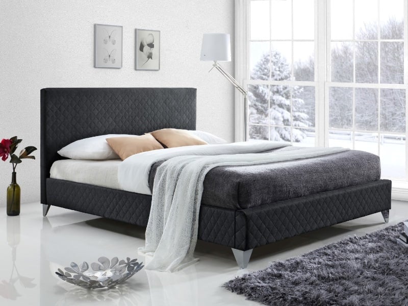 Time Living Brooklyn King Size Dark Grey Fabric Bed