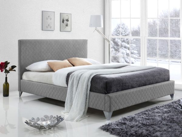 Time Living Brooklyn King Size Light Grey Fabric Bed | Bed Sava
