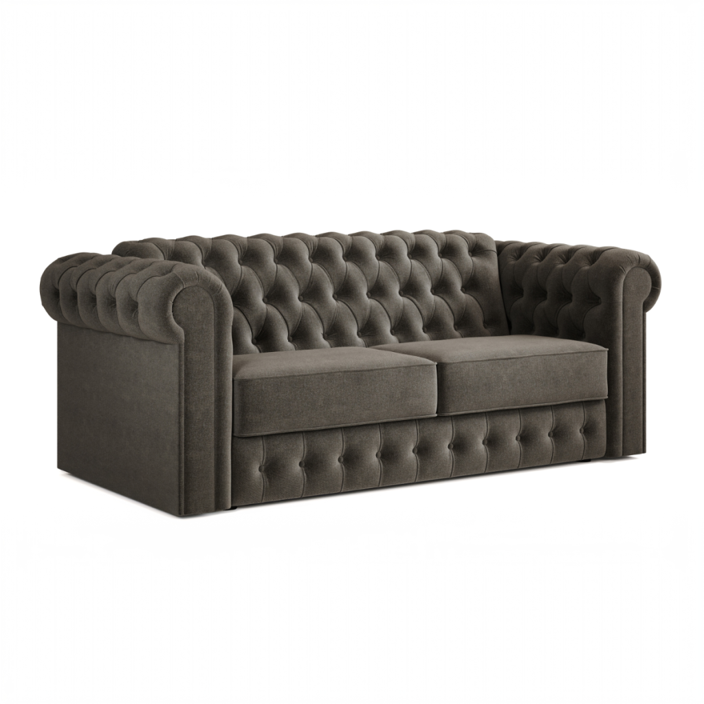 Jay Be® Chesterfield Sofa Bed with e Sprung™ Mattress  Three seater Brushed Twill Pewter | Bed Sava