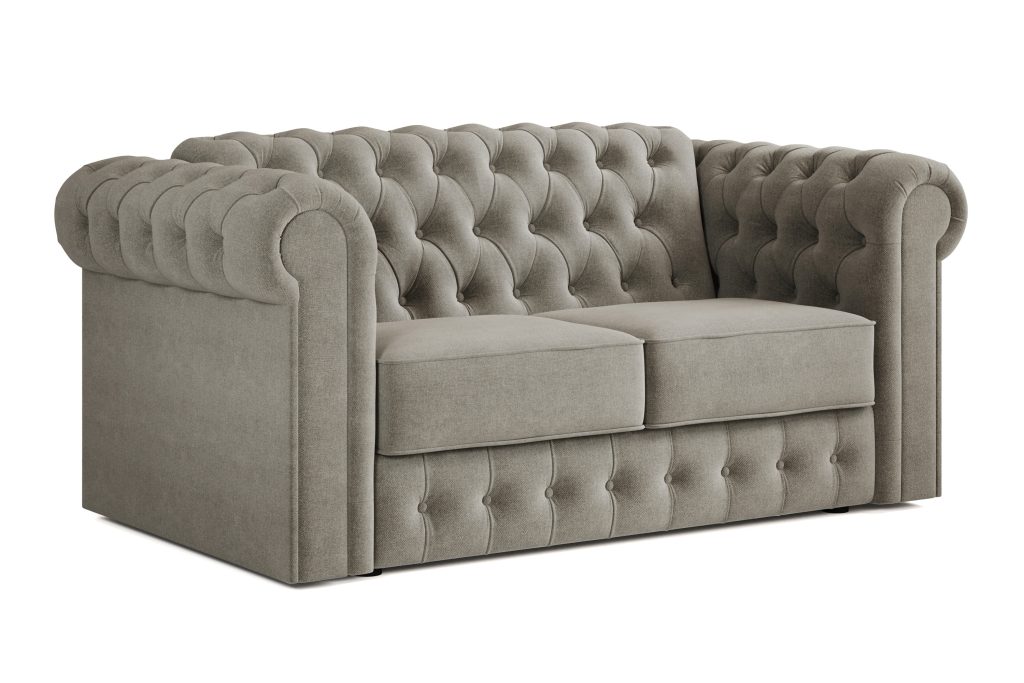 Jay Be® Chesterfield Sofa Bed with e Sprung™ Mattress  Two seater Brushed Twill Smoke | Bed Sava