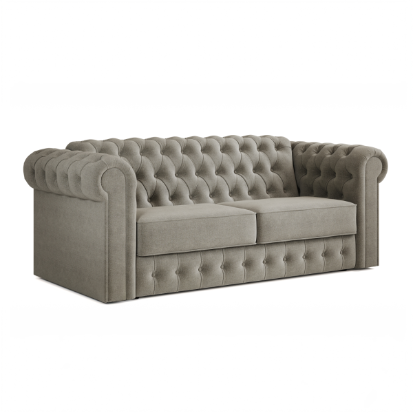 Jay Be® Chesterfield Sofa Bed with e Sprung™ Mattress  Three seater Brushed Twill Smoke | Bed Sava