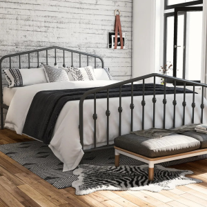 Dorel Bushwick Metal Bed King Size Grey Metal Bed | Bed Sava