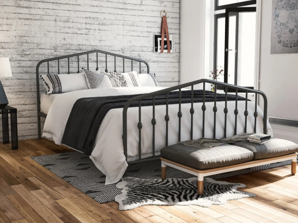 Dorel Bushwick Metal Bed King Size Grey Metal Bed | Bed Sava