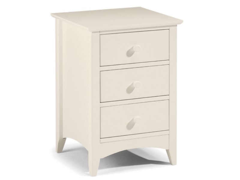 Julian Bowen Cameo 3 Drawer Bedside Stone White Bedside Chest
