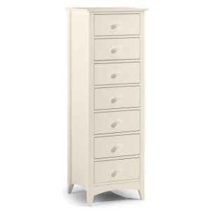 Julian Bowen Cameo 7 Drawer Narrow Chest Stone White Drawer Chest | Bed Sava