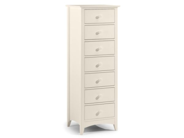 Julian Bowen Cameo 7 Drawer Narrow Chest Stone White Drawer Chest | Bed Sava