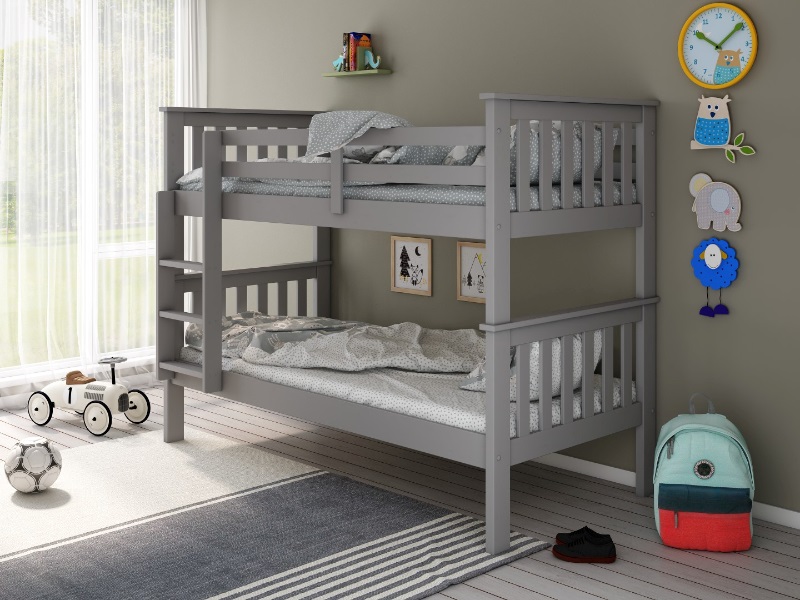 Bedmaster Carra Bunk Bed Single Wood Grey Bunk Bed | Bed Sava