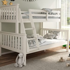 Bedmaster Carra Triple Sleeper Small Double White Bunk Bed | Bed Sava