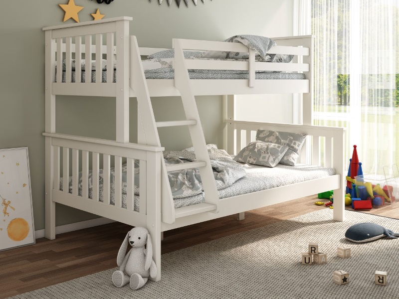 Bedmaster Carra Triple Sleeper Small Double White Bunk Bed | Bed Sava