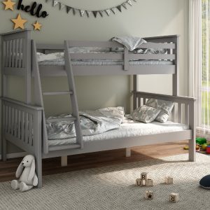 Bedmaster Carra Triple Sleeper Small Double Wood Grey Bunk Bed | Bed Sava
