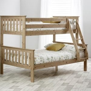 Bedmaster Carra Triple Sleeper Small Double Pine Bunk Bed | Bed Sava