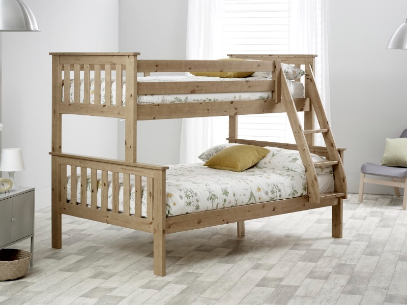 Bedmaster Carra Triple Sleeper Small Double Pine Bunk Bed | Bed Sava