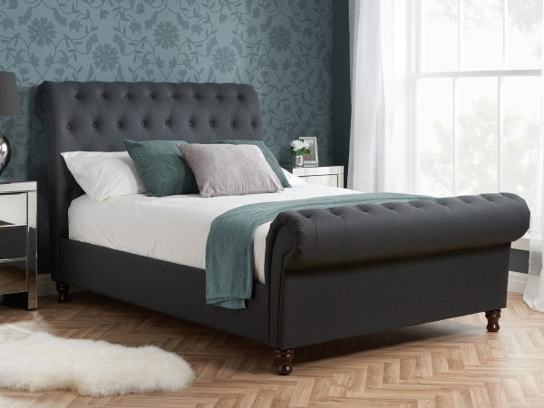 Birlea Castello King Size Charcoal Fabric Bed | Bed Sava