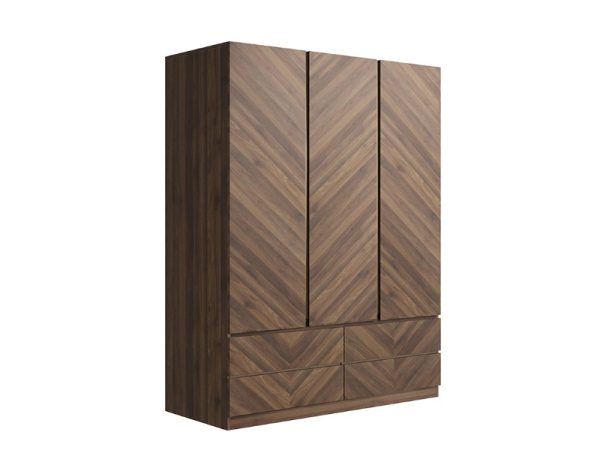 GFW Catania 3 Door 4 Drawer Wardrobe Walnut Wardrobe | Bed Sava